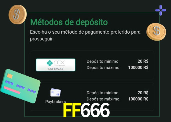 O cassino FF666 oferece uma grande variedade de métodos de pagamento